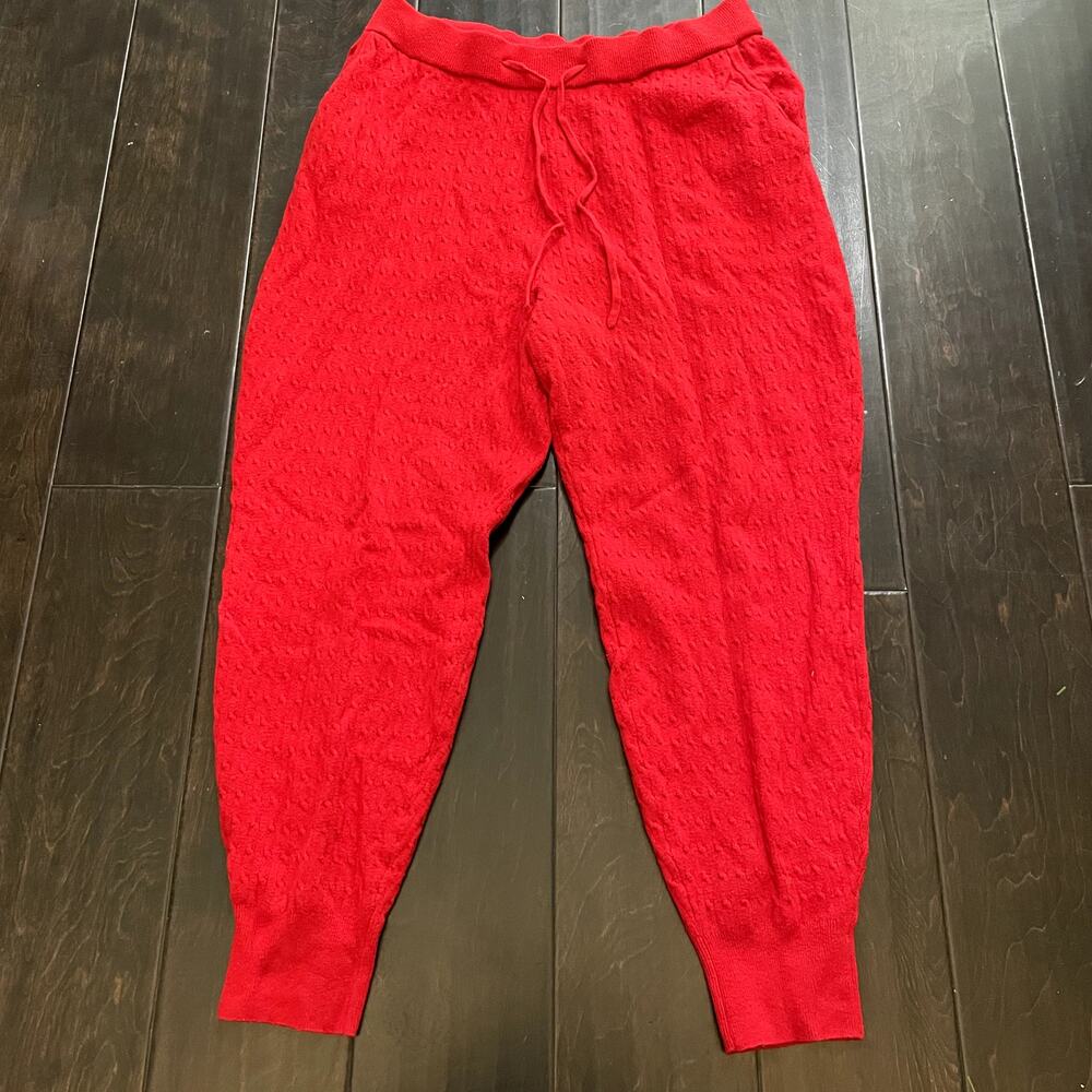 Abercrombie Cable Knit Joggers Deep Red Lounge Pants Womens Size XL